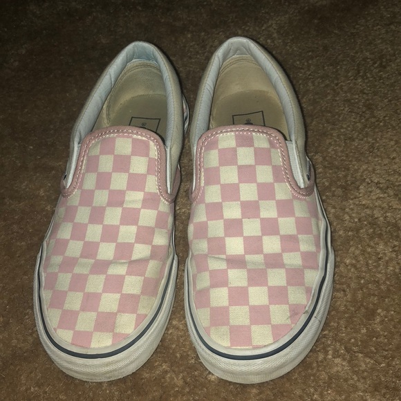tan and pink vans